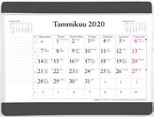 Kalenteri sisältää vuosisuunnitelmat kuluvalle ja seuraavalle vuodelle ja yleiset pyhäpäivät maailmalla. Kalenteriosa: vk 52 2019-vk 53 2020/2021.