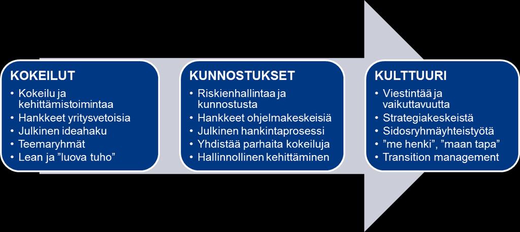 Kuva 4. PIMA-kokeiluhankkeen toimintasuunnitelman kolme teemaa. 3.
