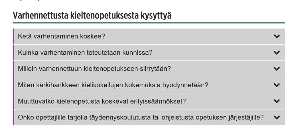 Varhennetusta kieltenopetuksesta usein kysyttyjä kysymyksiä (OKM)