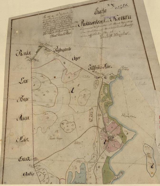 Kartta 5. Isojaonkartta Kautun ja Ritoniemen yksinäistalojen kotitiluksista 1793.