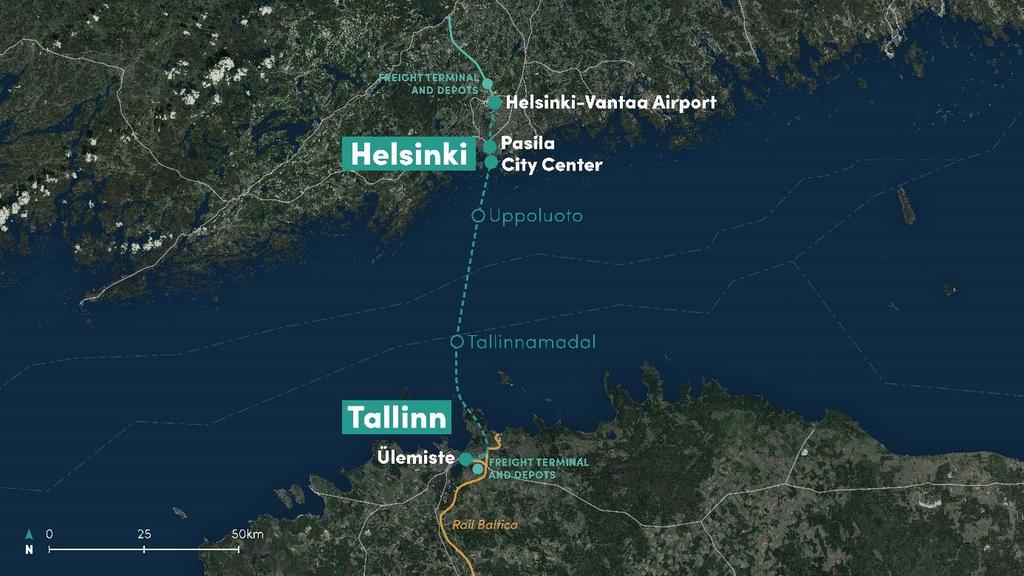 1. Tekninen kuvaus FinEst Link perustuu eurooppalaisella 1435 mm raideleveydellä varustettuihin kahteen rautatietunneliin ja niiden huoltotunneliin.