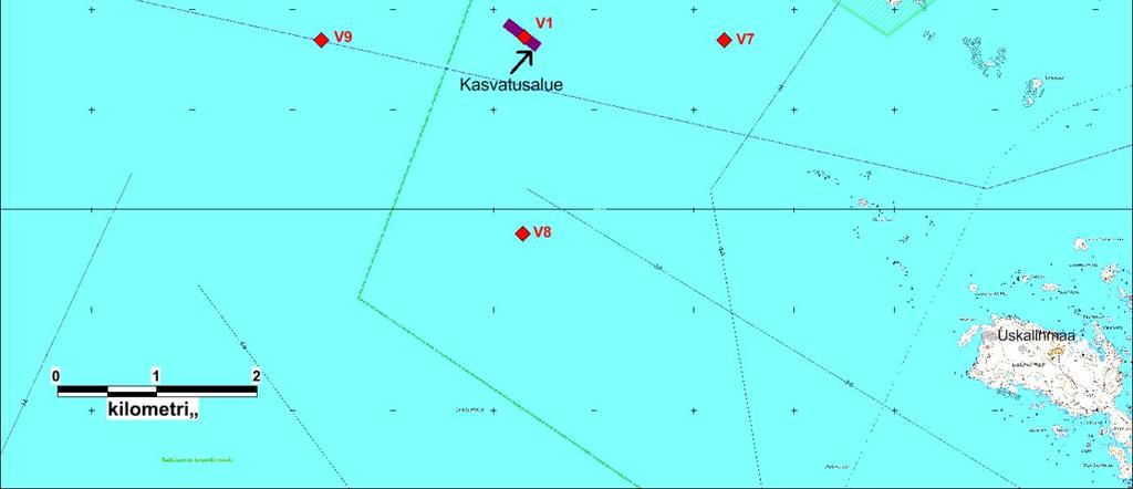 Näytteitä otettiin viideltä havaintopaikalta (Kuva 8.1) kerran kuukaudessa kesä-elokuun aikana.