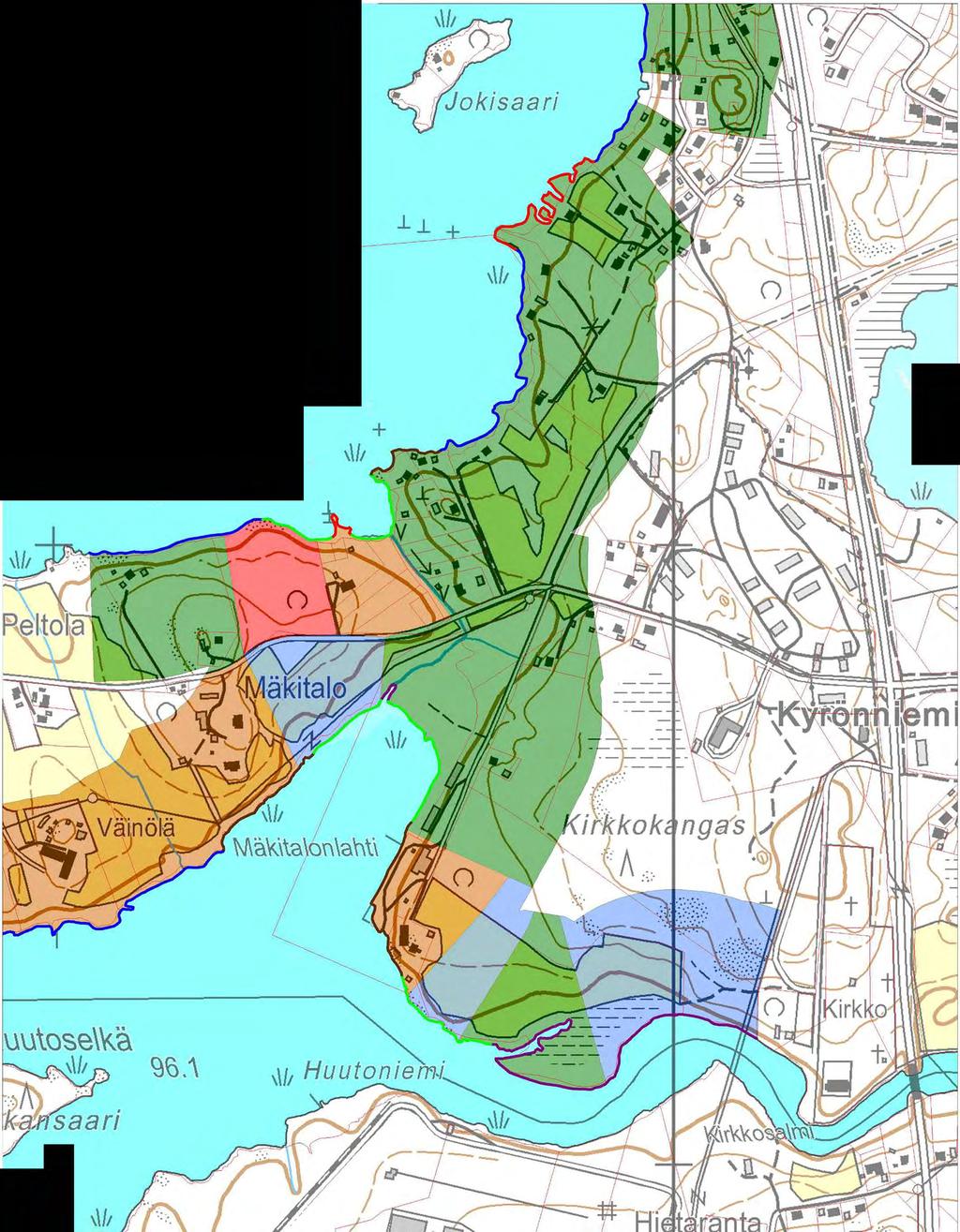 Koivukari --- + \Jan t) + j_t + Mitoitusvyohykkeet ranta-alueella: - 3 rakennuspaikkaa / muunnettu rantakilometri - 4 rakennuspaikkaa / muunnettu rantakilometri 4,5 rakennuspaikkaa / muunnettu