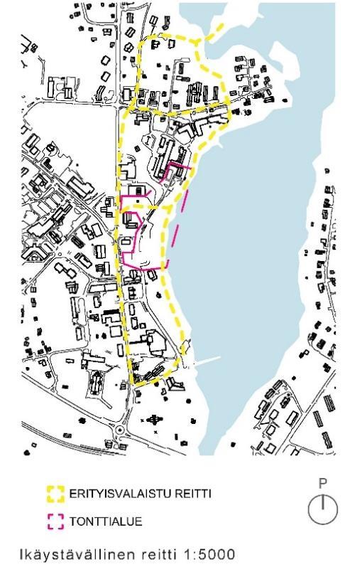 Näkymien avaaminen Keuruuntieltä itään ja eri pituisten kävelyreittien rakentaminen istuinpenkkeineen rannan alueelle, pääkirjastolta kaupungintalolle voi edistää jalankulkua ja pyöräilyä.