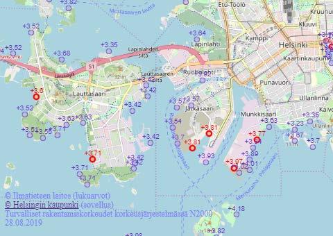 154 LIITE 2 Turvalliset rakentamiskorkeudet Valitse kartalta vuosi (2020, 2050 tai 2100) ja pistetyyppi (mitattu, laskettu tai molemmat).