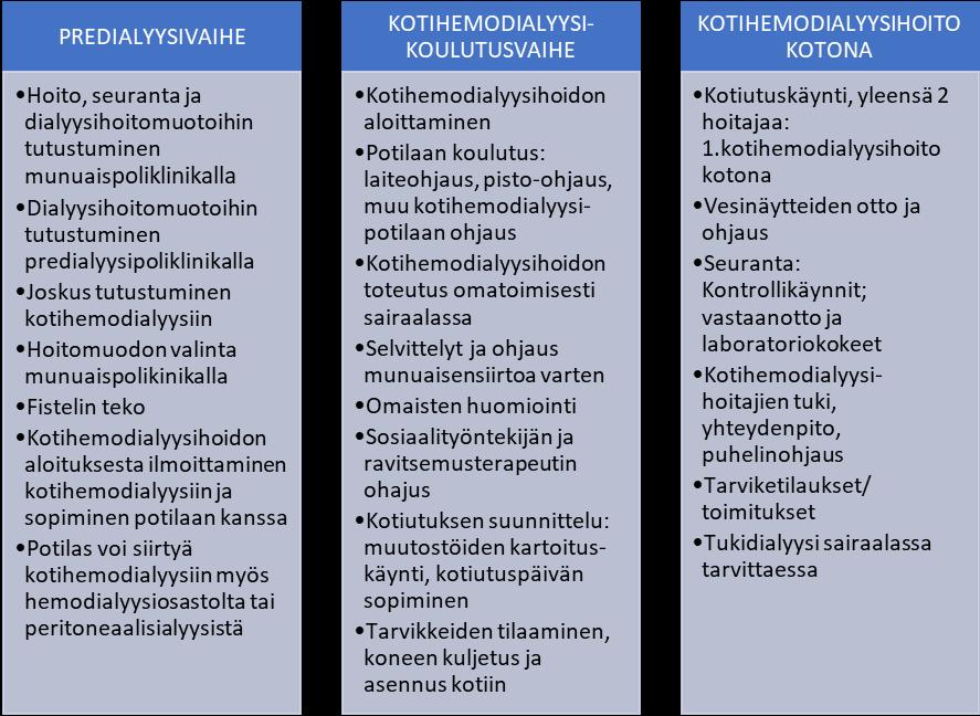 53 kokeissa ja nefrologin ja kotihemodialyysihoitajan vastaanotolla.