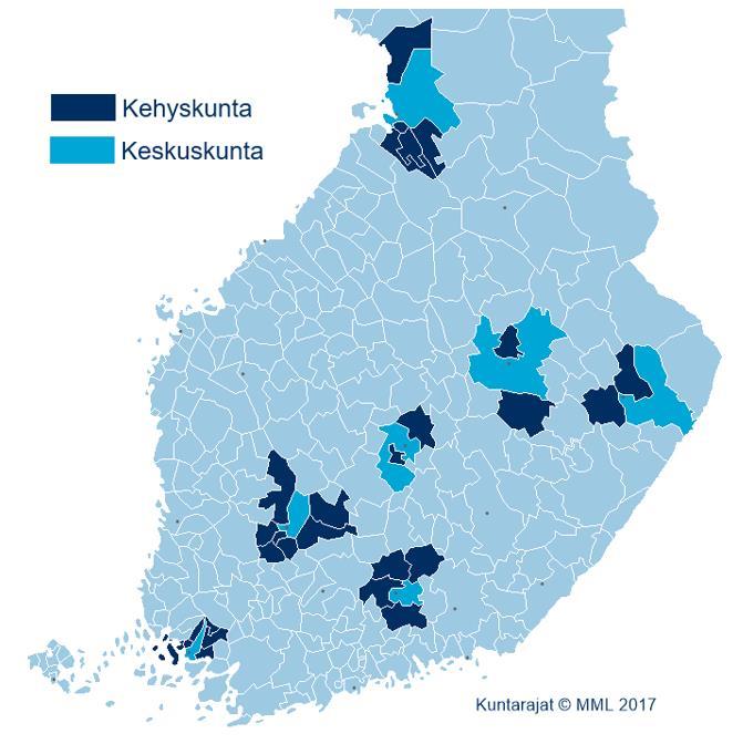 Kehyskuntaverkosto 28 kuntaa 7 suurelta kaupunkiseudulta Yhteistä edunvalvontaa, kehyskuntien roolin ja merkityksen esiin tuomista Yhteistyössä keskuskaupungin ja koko kaupunkiseudun kanssa Oulun