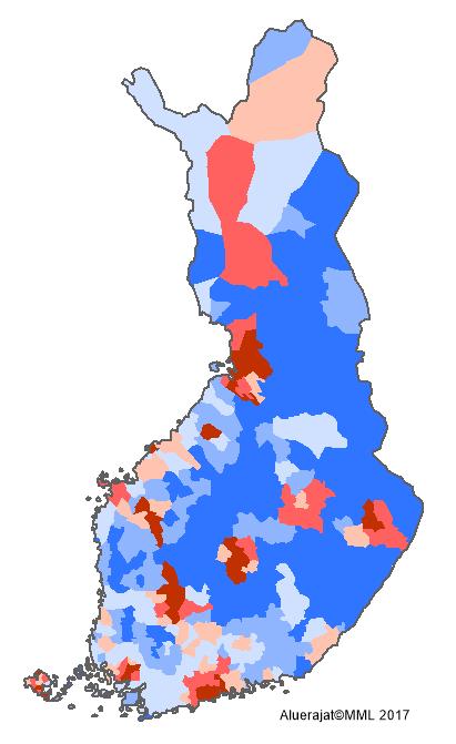 Väestönkehitys 2008 2018 Koko maassa väestö kasvoi 10 vuoden aikajaksolla vajaat