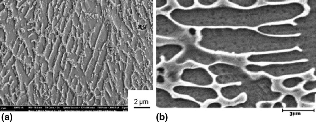 Fig. 14 SEM micrographs of coating. (a) SLD and (b) LC (Ref 38) between 25 to 35 and 40 to 50 mm/s, respectively (Ref 34).