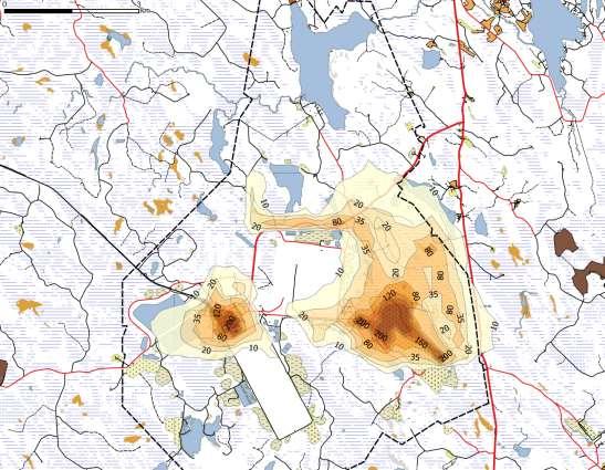 21 Kuva 17: VE0+TK, PM 10 keskipitoisuus vuoden 2016 ajalta. Raja-arvo on 40 µg/m 3.