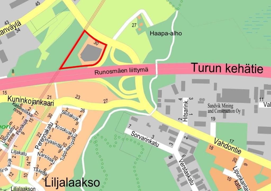 3 Alue sijaitsee noin kuuden kilometrin etäisyydellä Kauppatorilta pohjoiseen. Kaava-alueen pinta-ala on 2,6 ha. 1.3 Kaavan tarkoitus 1.