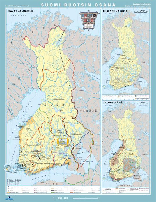 Historian kartat 61700 Kartta, Suomi Ruotsin osana Koko 148 x 198 cm Suomenkielinen painos.