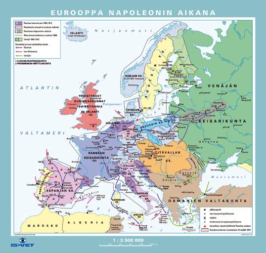 61625 Kartta, Maailma 1945-1990 Siirtomaajärjestelmän purkautumisen aiheuttama uusien valtioiden syntyminen ja entisiin siirtomaihin kuulumisen tunnuspiirteet.