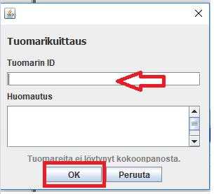 4. Tuomari syöttää Tuomarin ID -kenttään oman ID-numeronsa: OTTELUN VIIMEISTELY Jos ID on