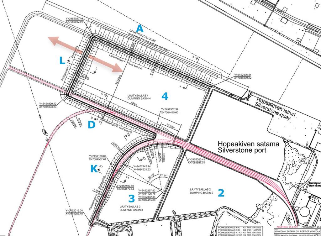 Kohde 2: Läjitysaltaiden rakentaminen Penkereet A, D, K ja L rakennetaan hankkeen aikana.