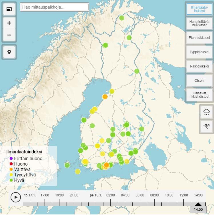 6 taan tiedotteita, jos ilmanlaatu on heikentynyt tai ilmenee jotain muuta poikkeuksellista. Heikentyneestä ilmanlaadusta tiedotetaan tarvittaessa myös paikallismedian kautta. Kuva 2.