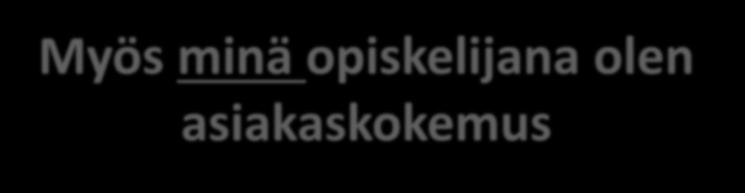 6 Myös minä opiskelijana olen asiakaskokemus tervehdin asiakkaita ja kohtelen heitä arvokkaasti kaikissa harjoitteluorganisaation tiloissa ja tilanteissa esittelen itseni ja oman roolini kysyn