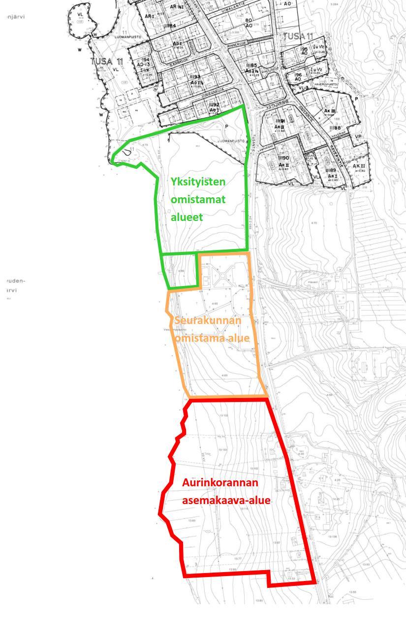 14 Asemakaava Suunnittelualueen pohjoisrajalta on matkaa olemassa olevalle asemakaava-alueelle noin 500 metriä ja rantapuolella välissä kolme yksityistä
