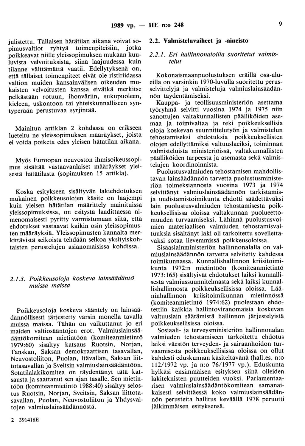 1989 vp. - HE n:o 248 9 julistettu.