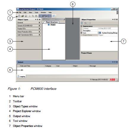 33 Figure 12. PCM600 interface The Object Types window shows all the available objects for the selected IED.