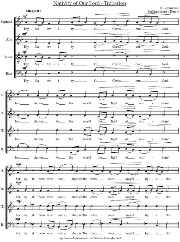 c) Resanovic, Serbian Chant Liturgical Music: