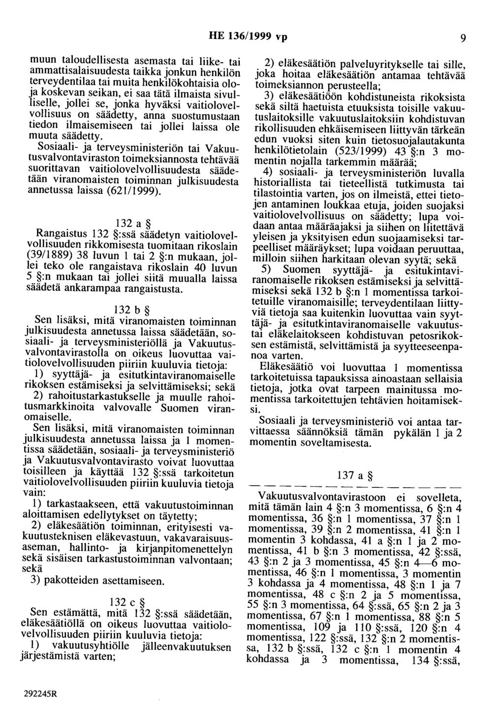 HE 136/1999 vp 9 muun taloudellisesta asemasta tai liike- tai ammattisalaisuudesta taikka jonkun henkilön terveydentilaa tai muita henkilökohtaisia oloja koskevan seikan, ei saa tätä ilmaista