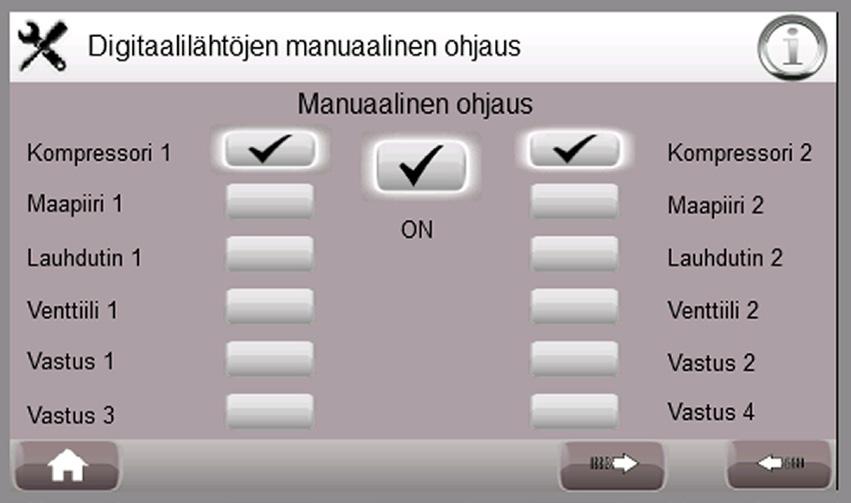 Seurattavia valikoita ovat digitaalitulot ja -lähdöt, analogiatulot ja -lähdöt, sekä muuttujat. laitteen sähkökaavioihin.