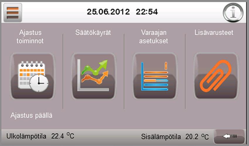 ÄssäControl-ohjausjärjestelmä säätää lämmitysverkoston menoveden lämpötilaa varaajan ja ulkolämpötilan mukaan seitsenpisteisellä säätökäyrällä, joten lämpötila huonetiloissa pysyy miellyttävän