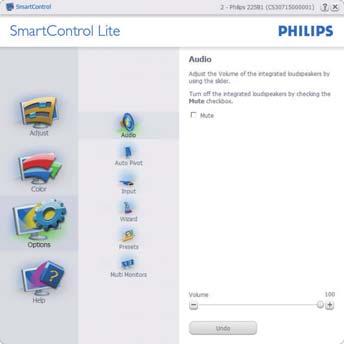 SmartControl Lite voi käynnistää työpöydän pikanäppäimellä tai ohjelmatiedostossa. Kun tätä valintaruutua ei ole valittu, mitään esiasetuksia ei aseteta käynnistettäessä.