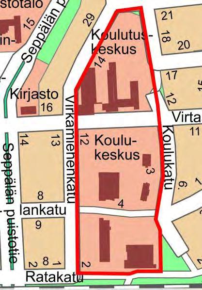 5. Mäntän kirkkotorin ja ydinkeskustan alueen yleissuunnitelman tarkennus sekä asemakaavamuutos Kaavoitettavan alueen rajaus Mäntän keskustan kehittämissuunnitelmassa esitettyjä liikenteellisiä