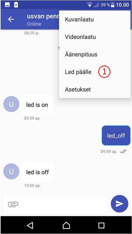 Laitteen ohjaaminen, led Led ohjataan päälle (1) / pois päältä (2)