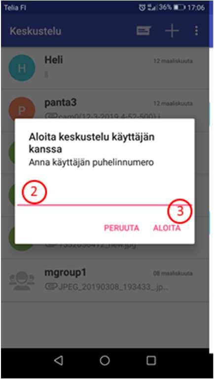 Aukeavaan valikkoon (2) syötetään laitteen id mikä on