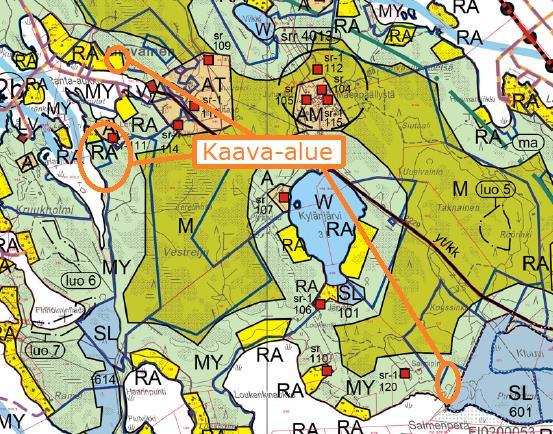 Nosto Consulting Oy 10 (25) Suunnittelualue osayleiskaavassa (oranssilla): Yleiskaavakartta.