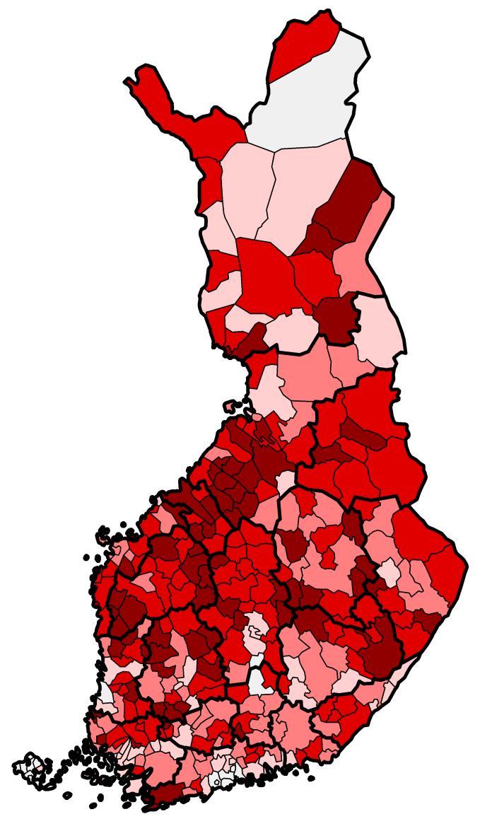 Kuntien tuloveroprosentit vuonna 2019 Keskimääräiset prosentit koko maassa: -verotettavilla tuloilla painotettu 19,88 % -aritmeettinen keskiarvo 20,84 % Korkeimmat: Haapajärvi 22,50 Honkajoki 22,50