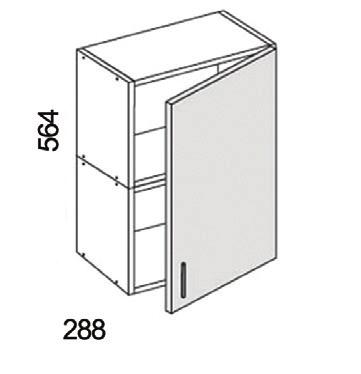 1. 2. * 3. * 4. *Kalusteovi Aventosnostomekanismilla, myydään erikseen. kork. 564mm syv. 288mm Seinäkaappi 56,4 cm Tämä on kaksiosainen kaappi. kork. 354mm syv. 288mm kork. 282mm syv. 288mm kork. 155mm syv.