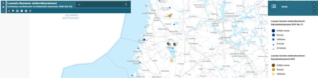 Lounais-Suomen sinilevähavainnot karttapalvelu