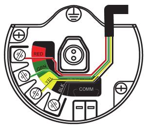 Kuva 22. Polttoaineanturin liitäntäkaavio Liitännät Fast Fuel -anturiin tai TraceTek -anturikaapeliin tehdään kytkemällä värilliset johdot vastaavanvärisiin liittimiin.