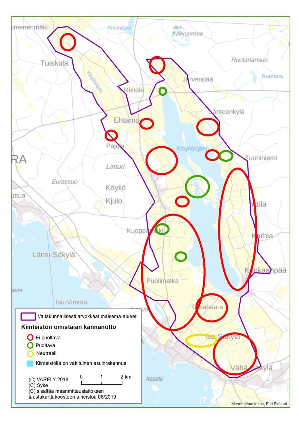 Lausuntoja ja kannanottoja saatiin 67, joista myönteisiä/neutraaleja oli 25 ja kielteisiä 42. MTK Köyliö vastusti nyt hanketta, vaikka prosessin aikana heillä ei ollut suunnitelmista huomautettavaa.