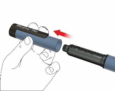 Kynän valmistelu Ensimmäinen käyttökerta / sylinteriampullin vaihto Noudata ohjeita aina, kun asetat uuden Movymia-sylinteriampullin Movymia Pen -injektiokynääsi.