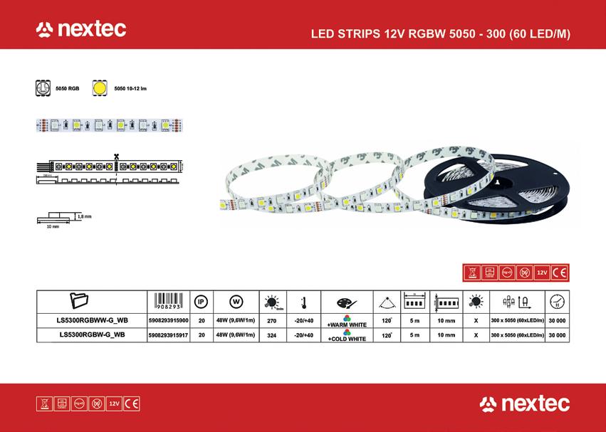 Led-nauhat 12 V, RGBW,