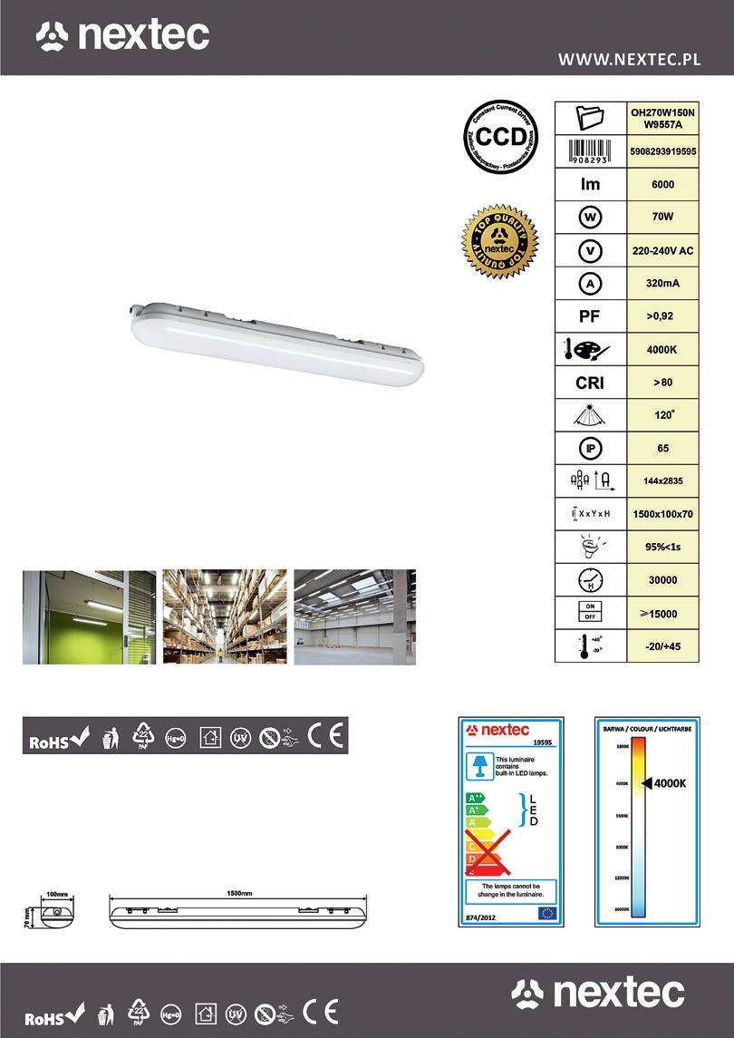 Led-hallivalaisin OH270W150NW9557A