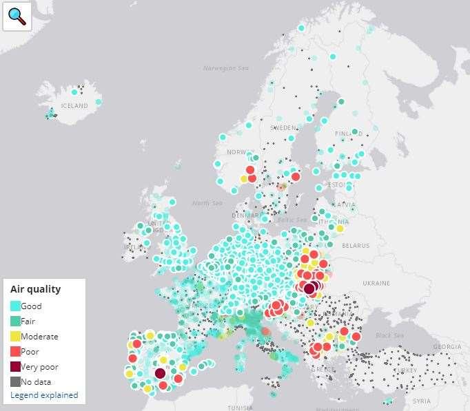 8 KUVA 4. Ilmanlaatu Euroopassa (European Air Quality Index, 2019) 2.