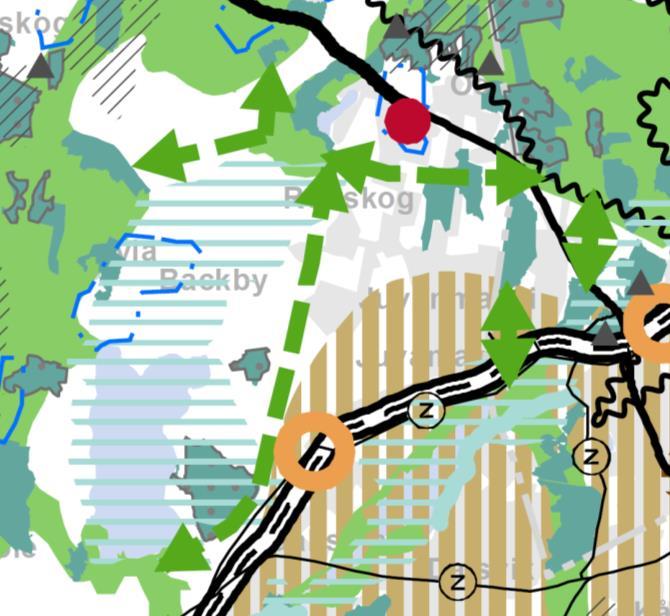 Kaavaehdotuksessa suunnittelualue sijaitsee taajamatoimintojen kehittämisvyöhykkeen vieressä. Suunnittelualueen länsipuolelle on osoitettu viheryhteystarve.