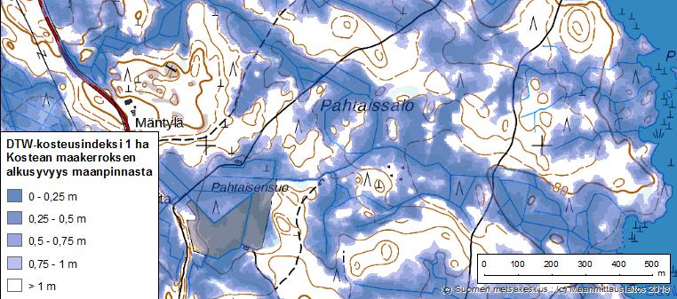 Kosteusindeksit Kuvaavat maan kosteusolosuhteita ja tätä kautta maaston kantavuutta.