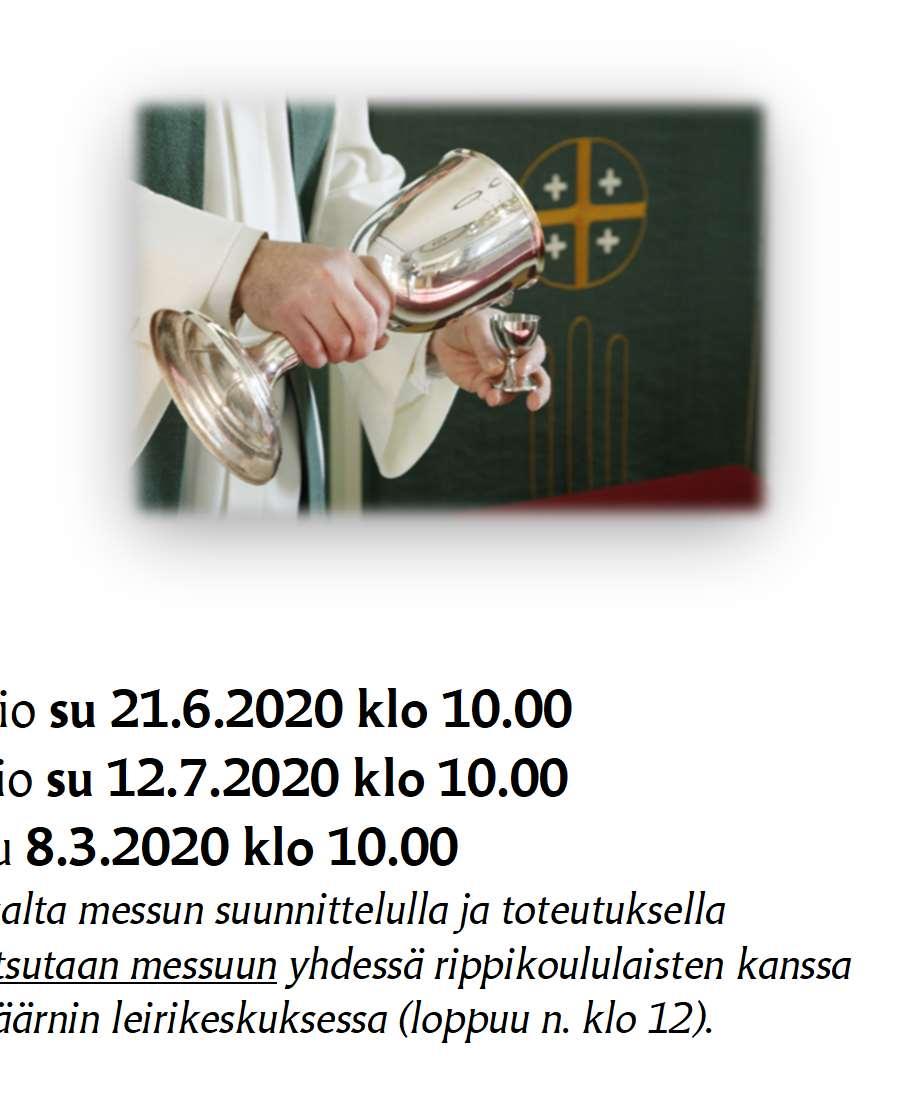 10. Ryhmäkohtainen kokoontuminen: DIAKONIAPÄIVÄ RK1: ti 10.3.2020 klo 15-17.
