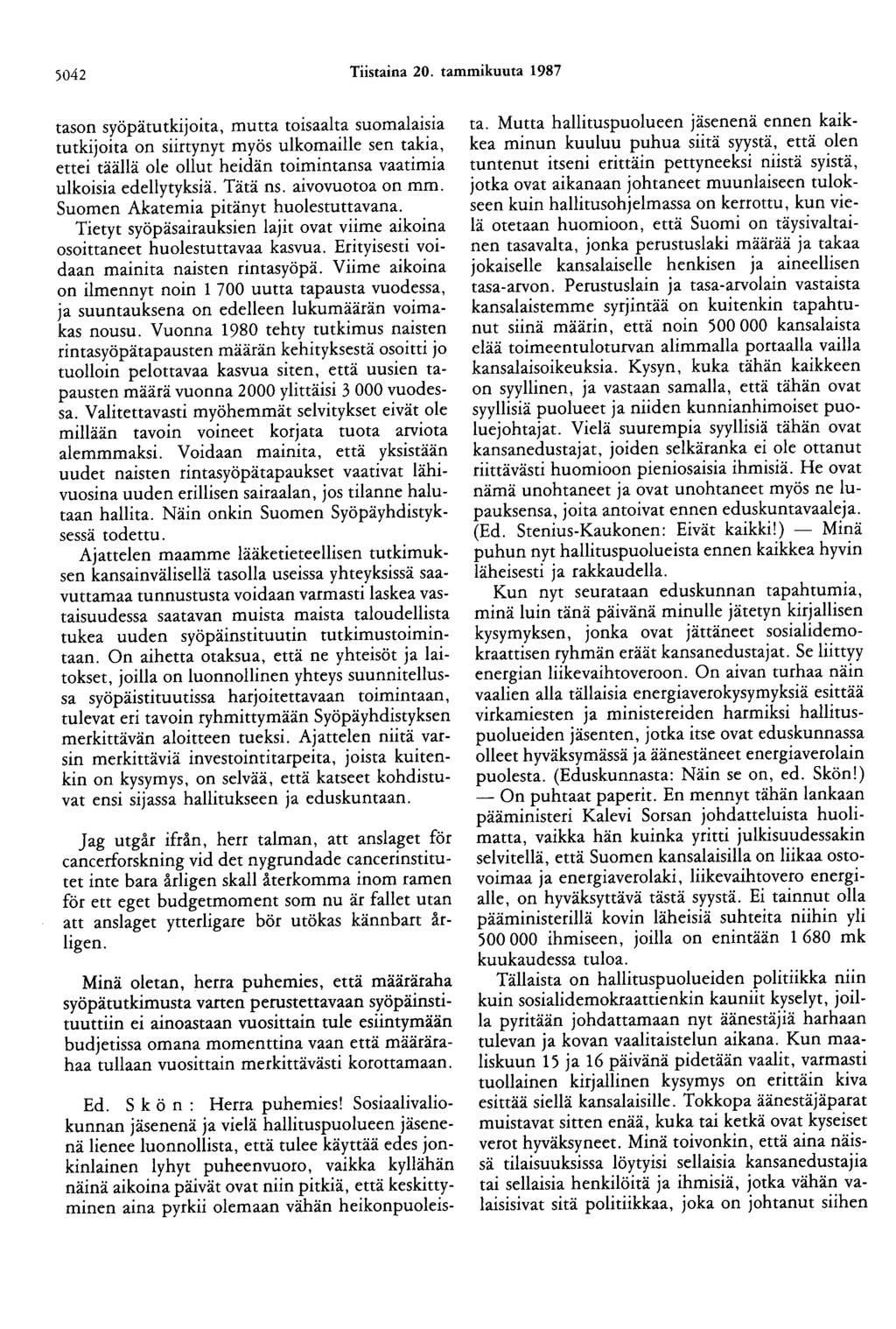 5042 Tiistaina 20.