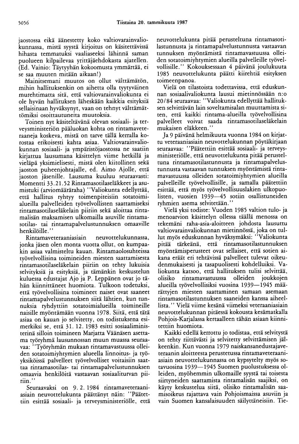 5056 Tiistaina 20.