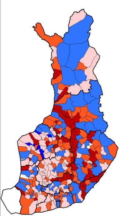 Alla oleva kartta kuvaa tilannetta Suomessa vuonna 2018. Siihen on värikoodein merkitty kunnat sen mukaan, minkä verran kunnan alueella oli tehtäviä, joihin ei ole merkitty suorittavaa partiota.