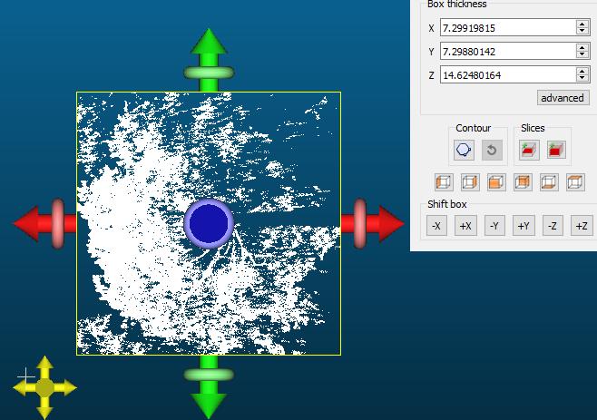 39 Figure 34: The pine in Figure 33 with the diameters in X- and Y-directions as defined by the cutting tool. Next, the intensity data from the test tree stems and crowns were acquired.