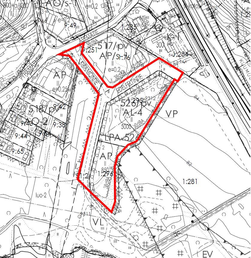 Asemakaavassa alue on osoitettu asuinpientalojen korttelialueena (AP), asuin-, liike- ja toimistorakennusten korttelialueena (AL-4),